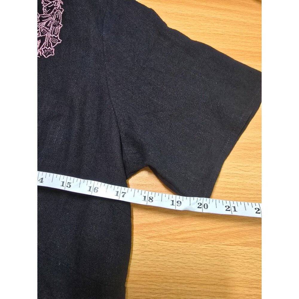 Disturbia Embroidered Foxglove V-neck Mini Dress 8 Whimsigoth Witch Black Gothic - Picture 6 of 16